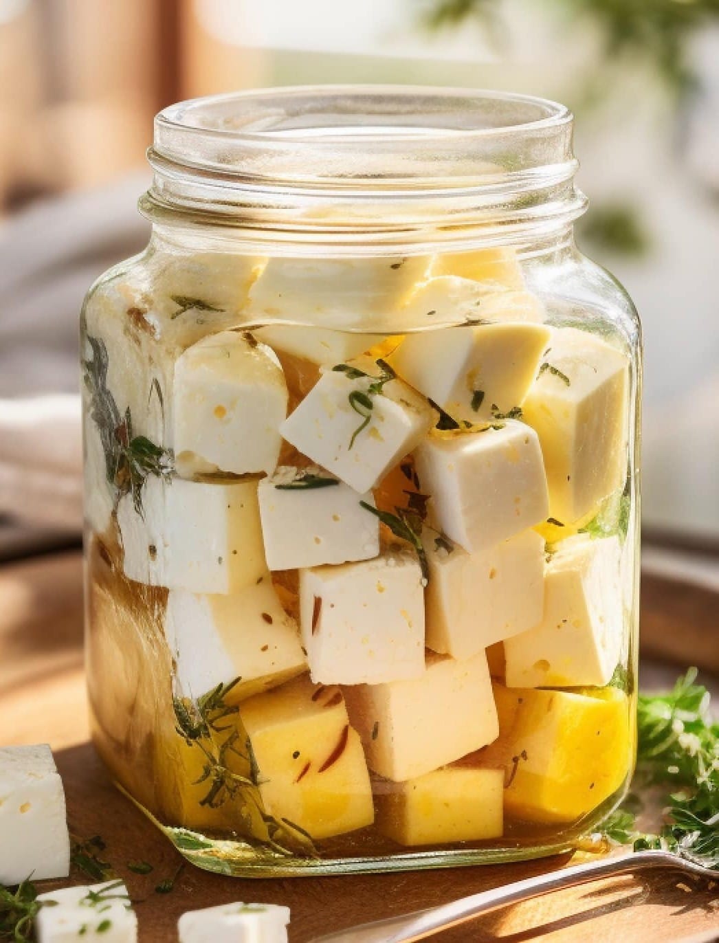 Marinated Cheese in a Jar Recipe | ARABE-DATSH