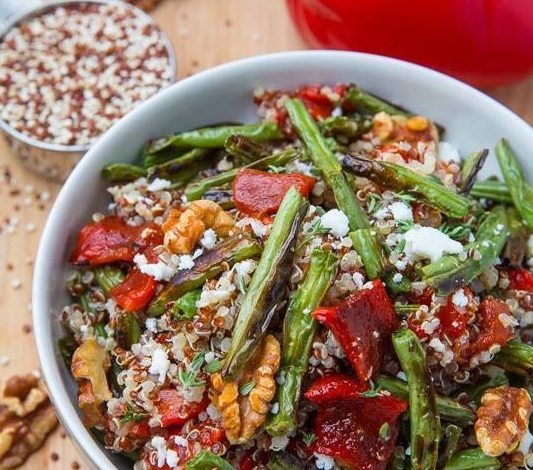 VEGGIE - Roasted Green Pepper Red Pepper Quinoa Salad | ARABE-DATSH