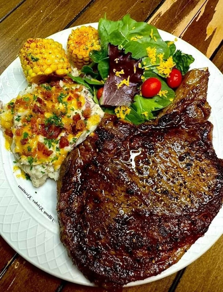Ribeye, Salad, Stuffed Potatoes and Corn ARABEDATSH