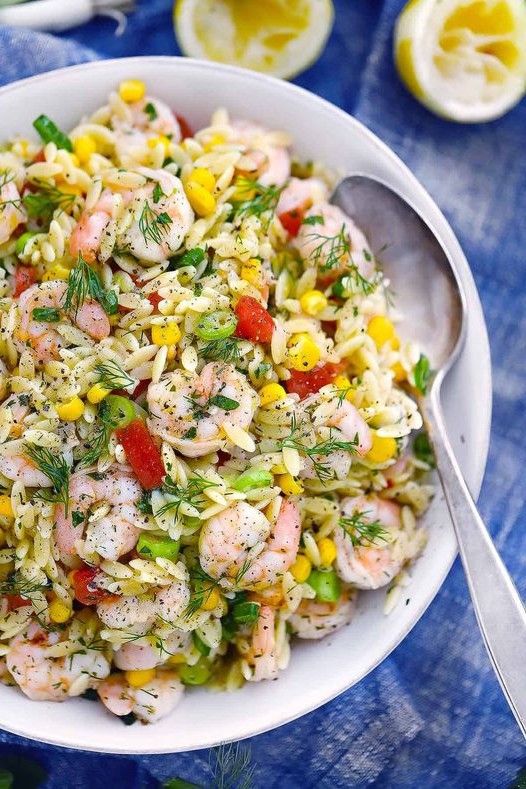 Shrimp Orzo Salad with Lemon Herb Dressing ARABEDATSH