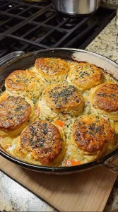 Garlic Butter Biscuit Chicken Pot Pie